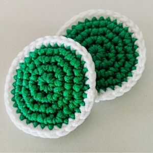Handmade Green and White Crochet Scrubbies